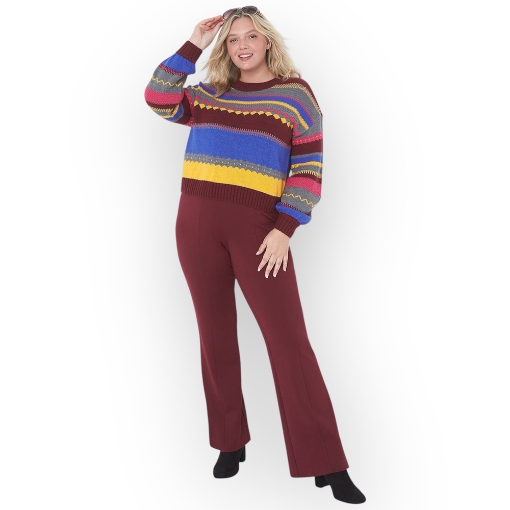 NWOT Lane Bryant Fair Isle Crew Neck Sweater – Size 14/16 – Bright Multicolor - Picture 3 of 9